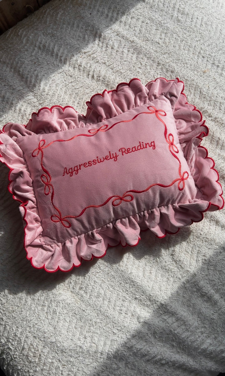 Aggressively Reading Pillow (SAMPLE SOLD AS IS)